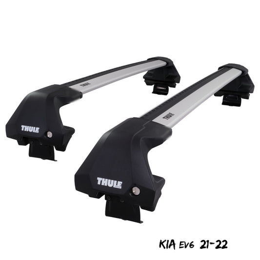 Thule WingBar Edge Silver Aluminium Roof Bar Set for Kia EV6 21-22 Lockable Pair