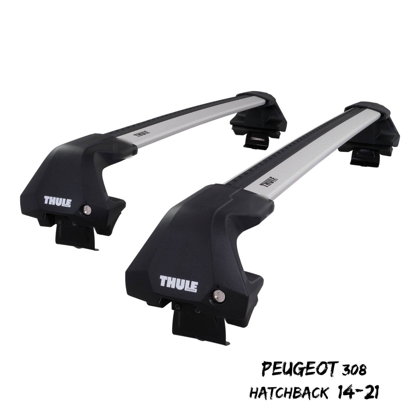 Thule WingBar Edge Silver Aluminium Roof Bar Set for Peugeot 308 Hatchback 14-21