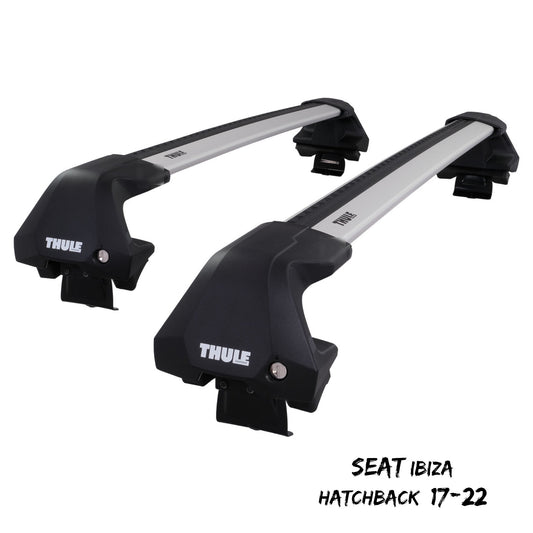 Thule WingBar Edge Silver Aluminium Roof Bars Set for Seat Ibiza Hatchback 17-22