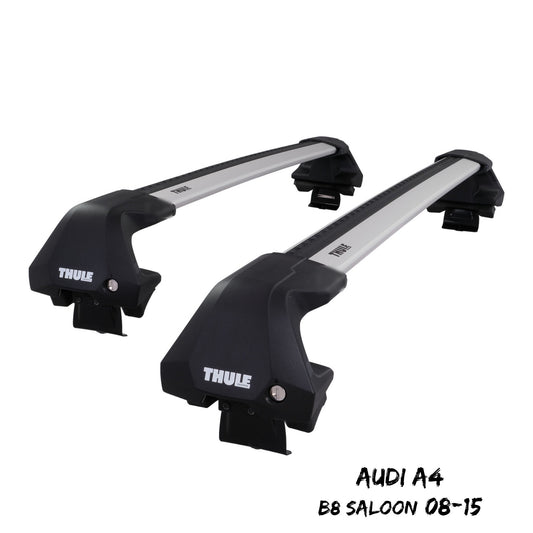 Thule WingBar Edge Silver Aluminium Roof Bars Set to fit Audi A4 Saloon B8 08-15