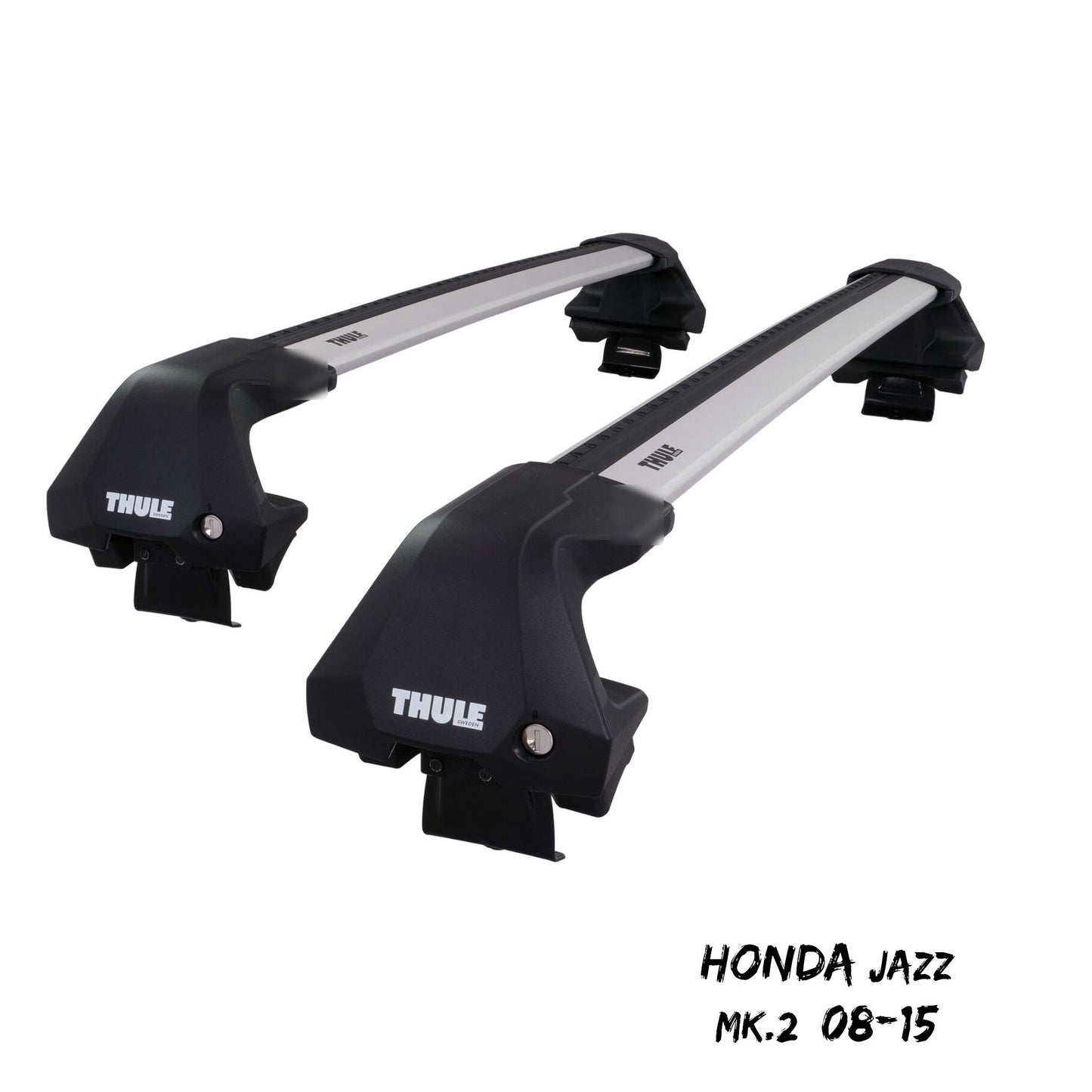 Thule WingBar Edge Silver Aluminium Roof Bars Set to fit Honda Jazz Mk.2 08-15