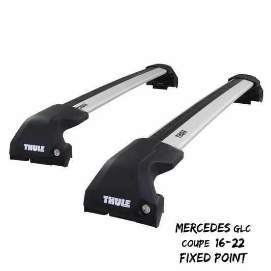 Thule WingBar Edge Silver Roof Bars Mercedes GLC Coupe 16-22 Fixed Point Alum