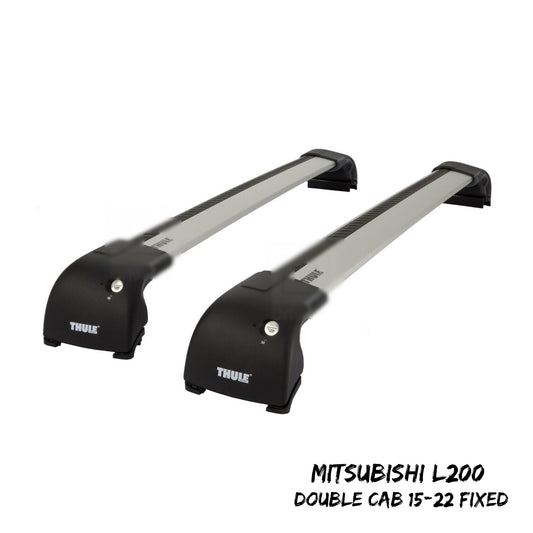 Thule WingBar Edge Silver Roof Bars Mitsubishi L200 Double Cab 15-22 Fixed Point