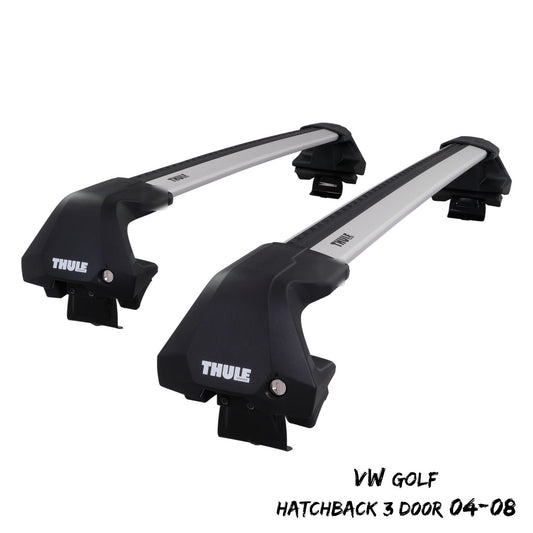 Thule WingBar Edge Silver Roof Bars Set to fit VW Golf Hatchback 3 Door 04-08