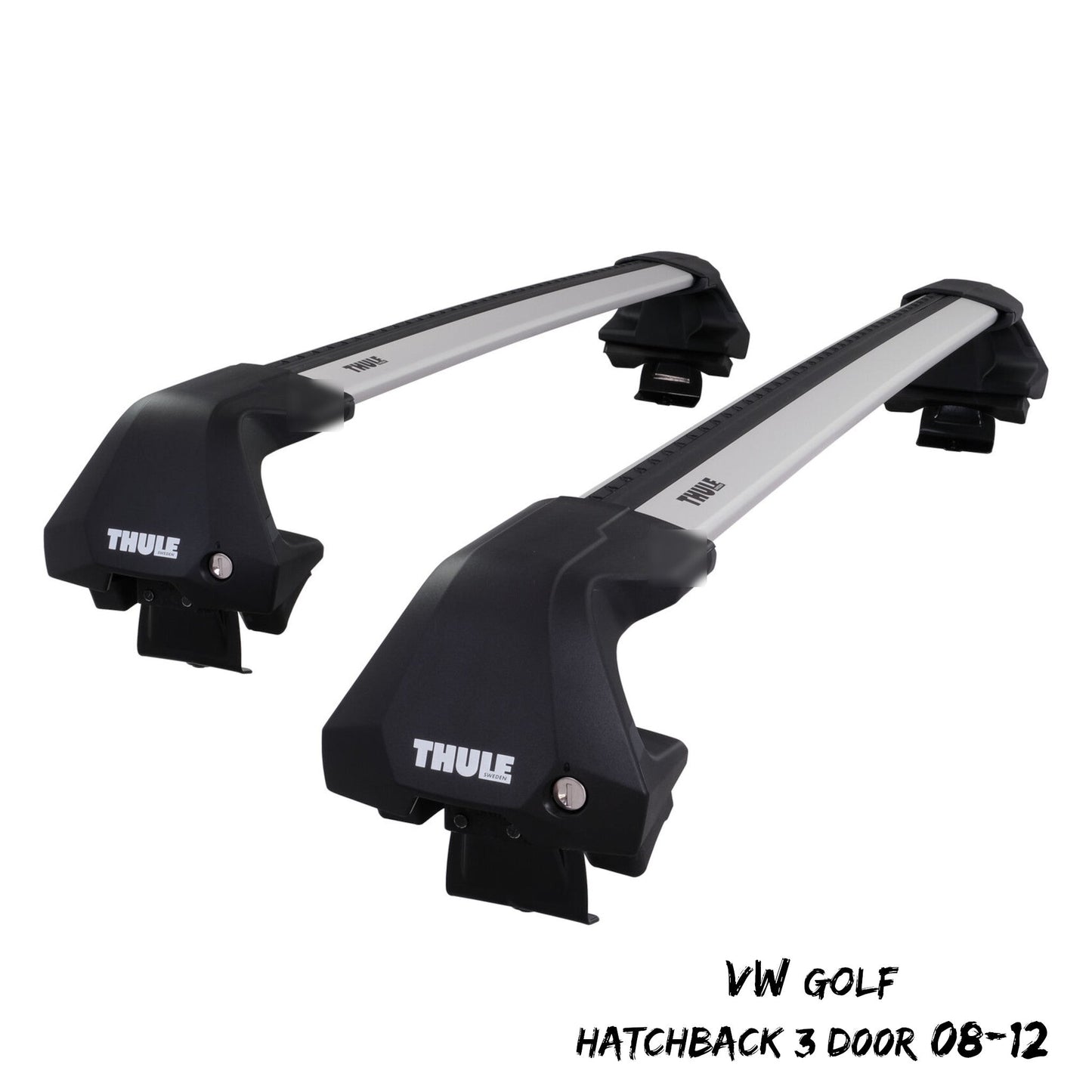 Thule WingBar Edge Silver Roof Bars Set to fit VW Golf Hatchback 3 Door 08-12