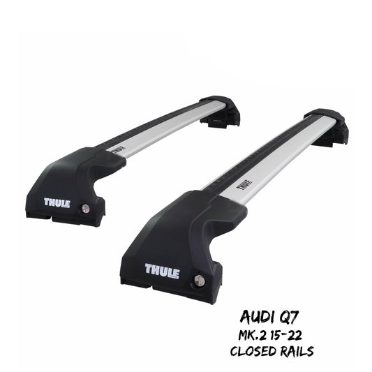 Thule WingBar Edge Silver Roof Bars for Audi Q7 Mk2 15-22 Closed Rail Pair