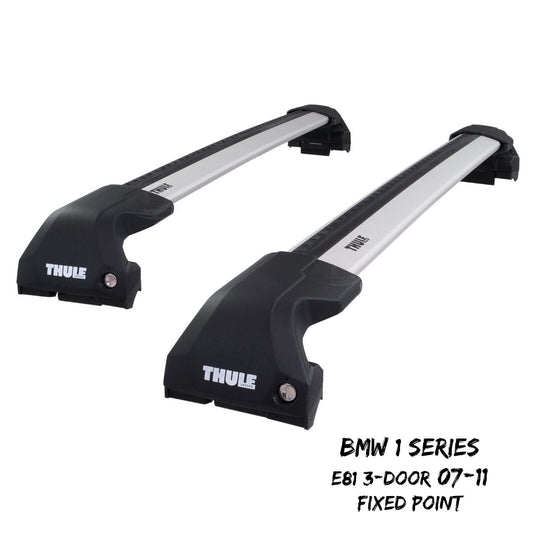 Thule WingBar Edge Silver Roof Bars for BMW 1 Series 3 Door E81 07-11 Fixpoint