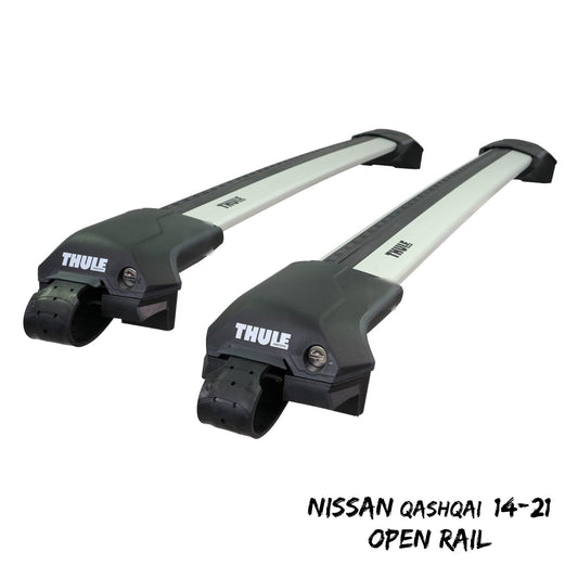 Thule WingBar Edge Silver Roof Bars for Nissan Qashqai 14-21 Open Rails Alu Aero