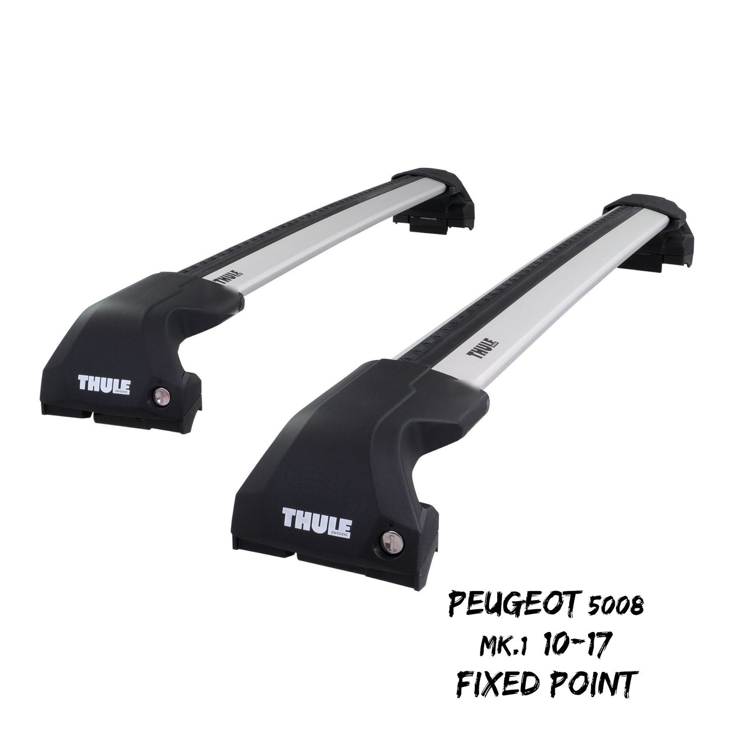 Thule WingBar Edge Silver Roof Bars for Peugeot 5008 Mk1 10-17 Fixpoint Lockable