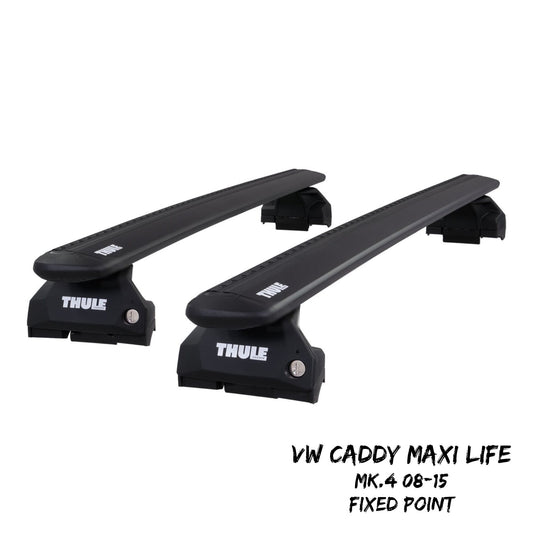 Thule WingBar Evo Black Roof Bars Set for VW Caddy Maxi Life Mk.4 15-20 Fixpoint