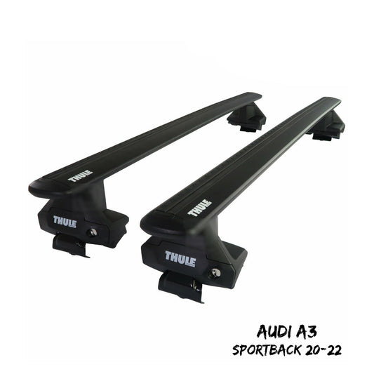 Thule WingBar Evo Black Roof Bars Set to fit Audi A3 Sportback 20-22 Lockable