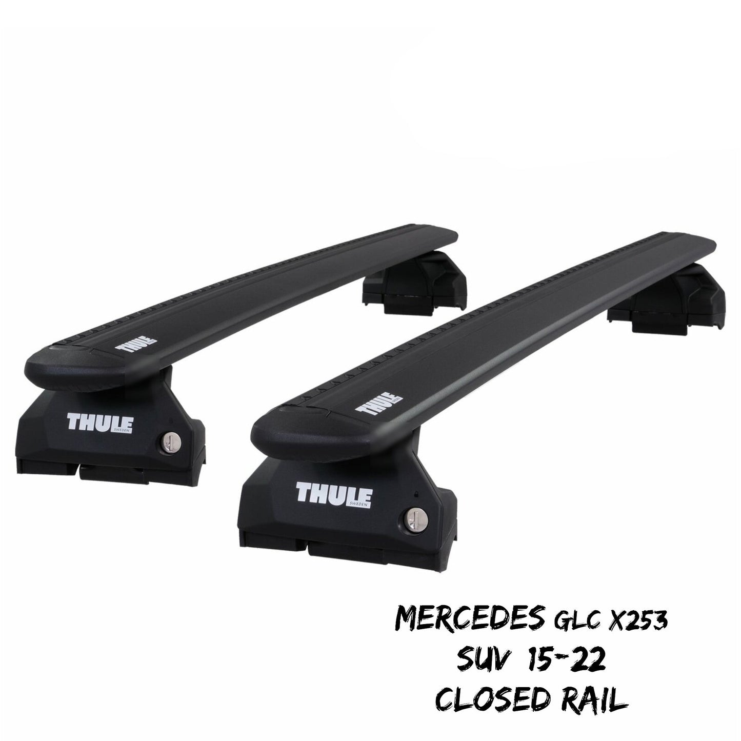 Thule WingBar Evo Black Roof Bars to fit Mercedes GLC X253 SUV 15-22 Closed Rail