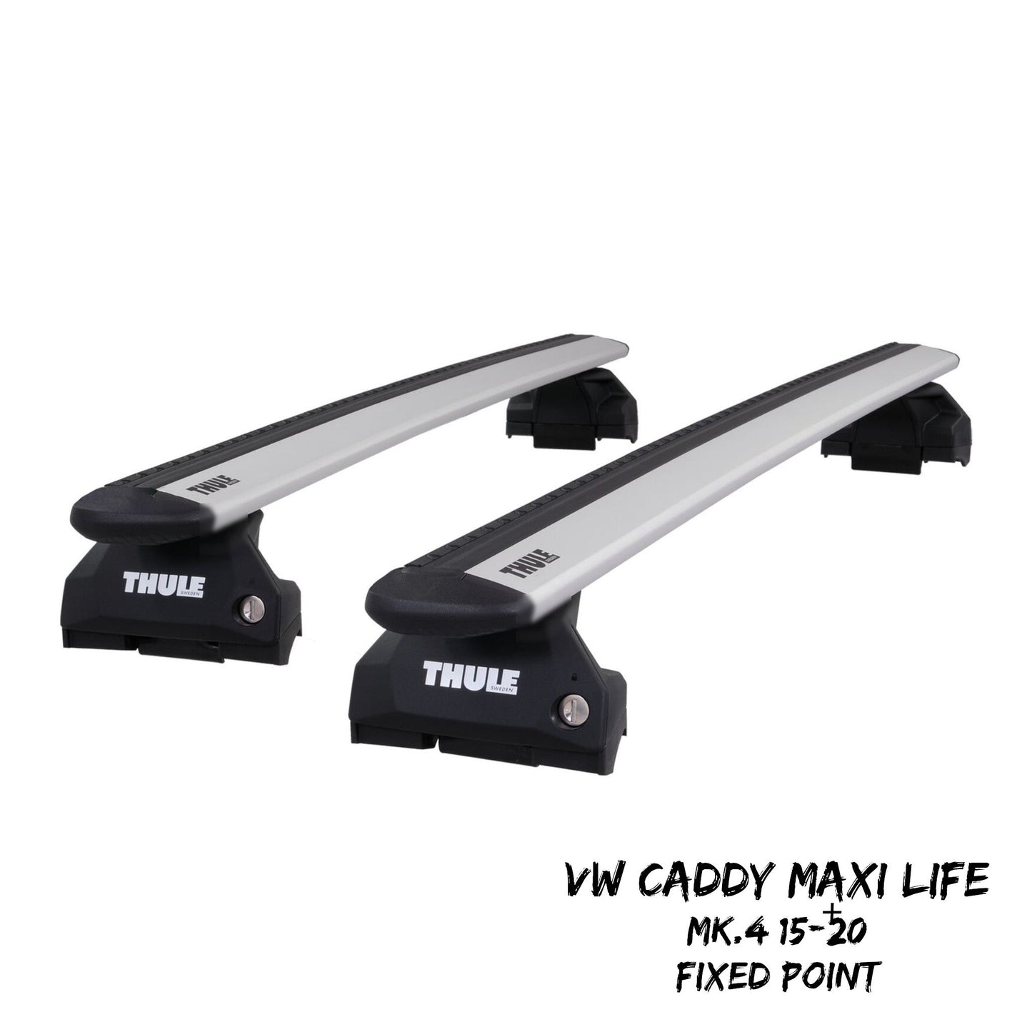 Thule WingBar Evo Silver Roof Bars Set for VW Caddy Maxi Life Mk4 15-20 Fixpoint