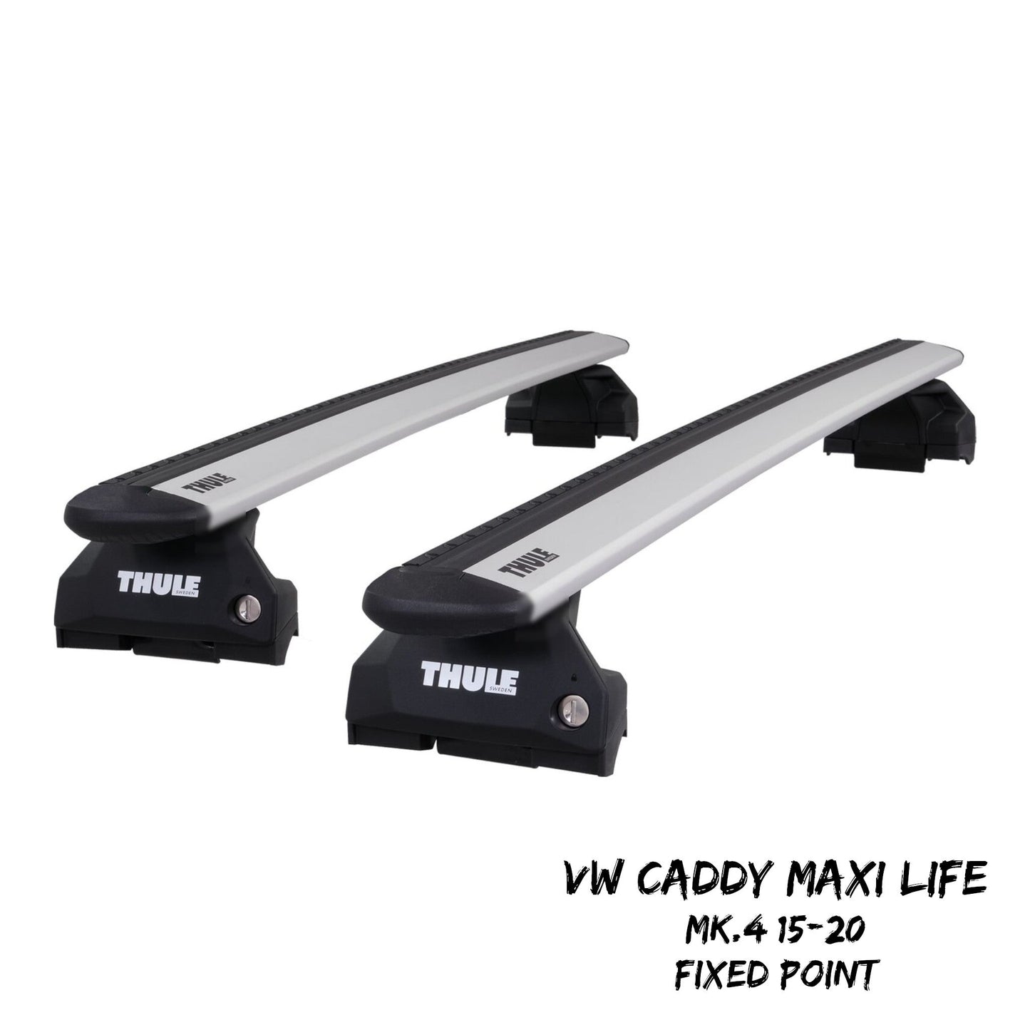 Thule WingBar Evo Silver Roof Bars Set for VW Caddy Maxi Van Mk.4 15-20 Fixpoint