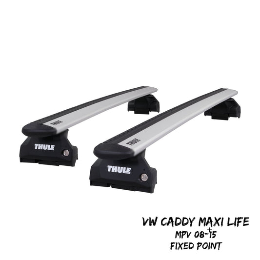 Thule WingBar Evo Silver Roof Bars fit VW Caddy Maxi Life MPV 08-15 Fixed Point