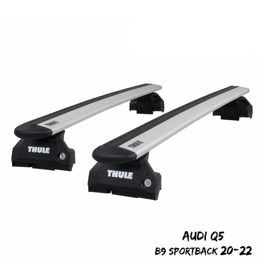 Thule WingBar Evo Silver Roof Bars for Audi Q5 Sportback B9 20-22 Closed Rail