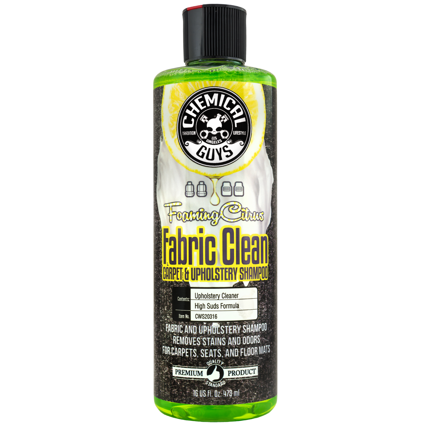 Chemical Guys Foaming Citrus Fabric Interior Shampoo 16oz - Green