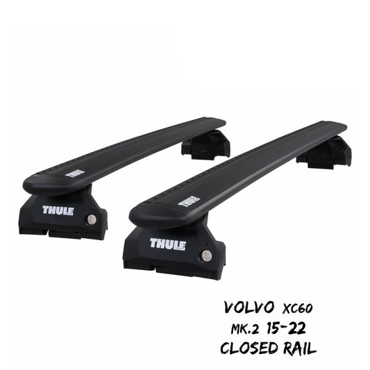 Thule Alu WingBar Evo Black Roof Bars to fit Volvo XC90 Mk.2 15-22 Closed Rail