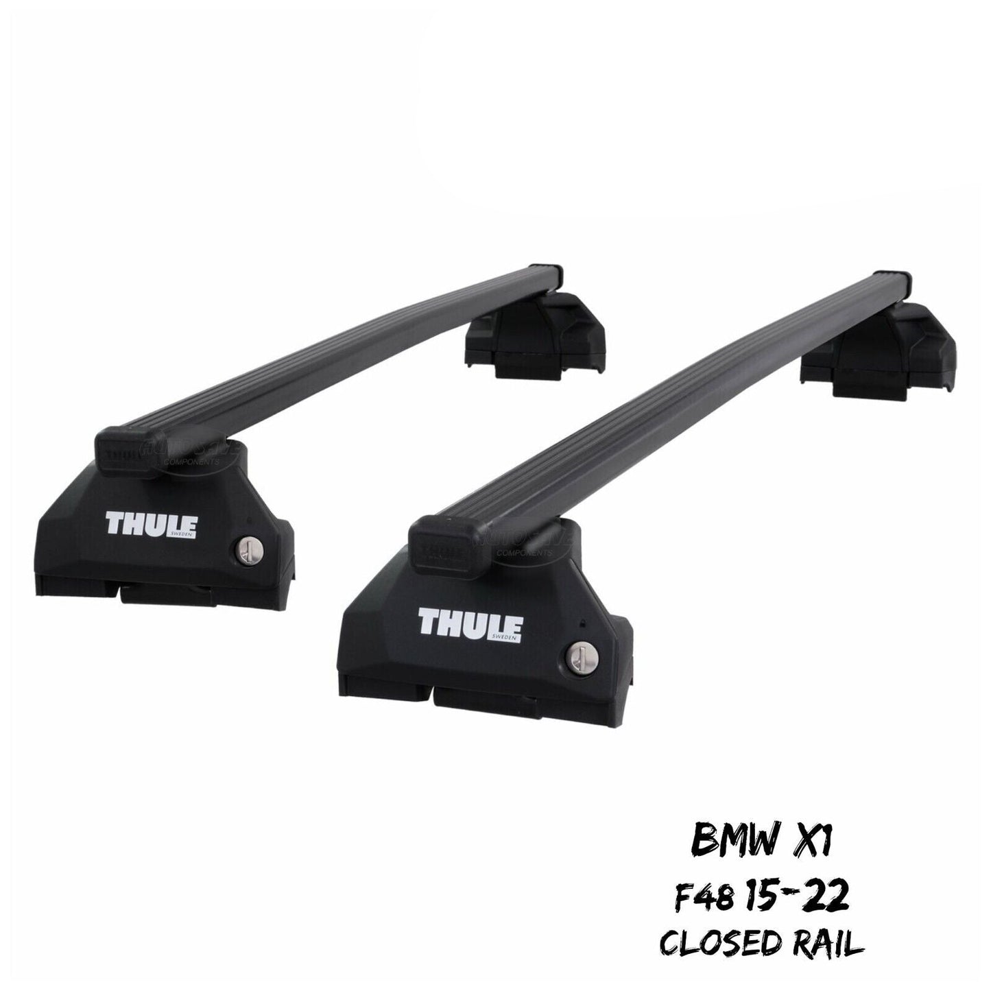 Thule Steel SquareBar Evo Roof Bars Set to fit BMW X1 F48 15-22 Closed Rail