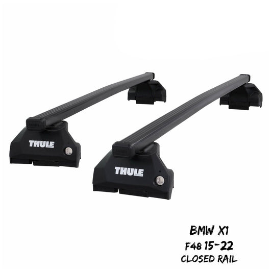 Thule Steel SquareBar Evo Roof Bars Set to fit BMW X1 F48 15-22 Closed Rail