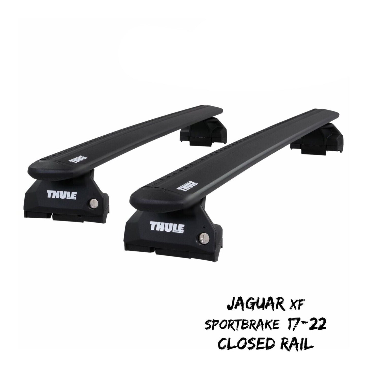 Thule Alu WingBar Evo Black Roof Bars fit Jaguar XF Sportbrake 17-22 Closed Rail