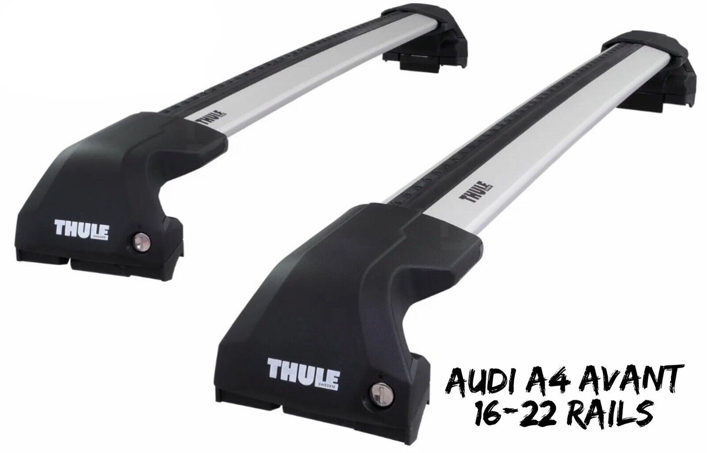 Thule WingBar Edge Silver Aluminium Roof Bars Set for Audi A4 Avant 16-22 Rails