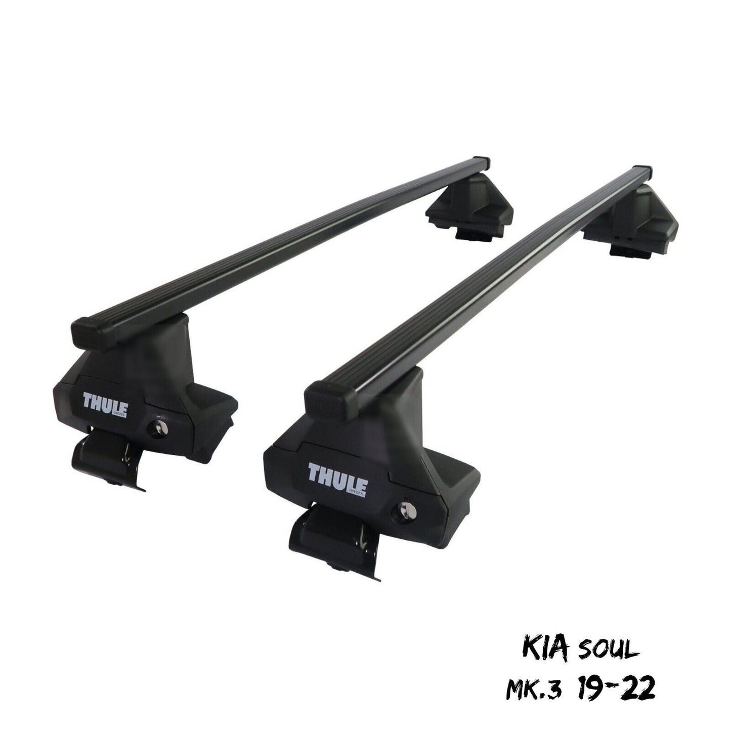 Thule Steel SquareBar Evo Roof Bar Set to fit Kia Soul Mk.3 19-22 Lockable Pair