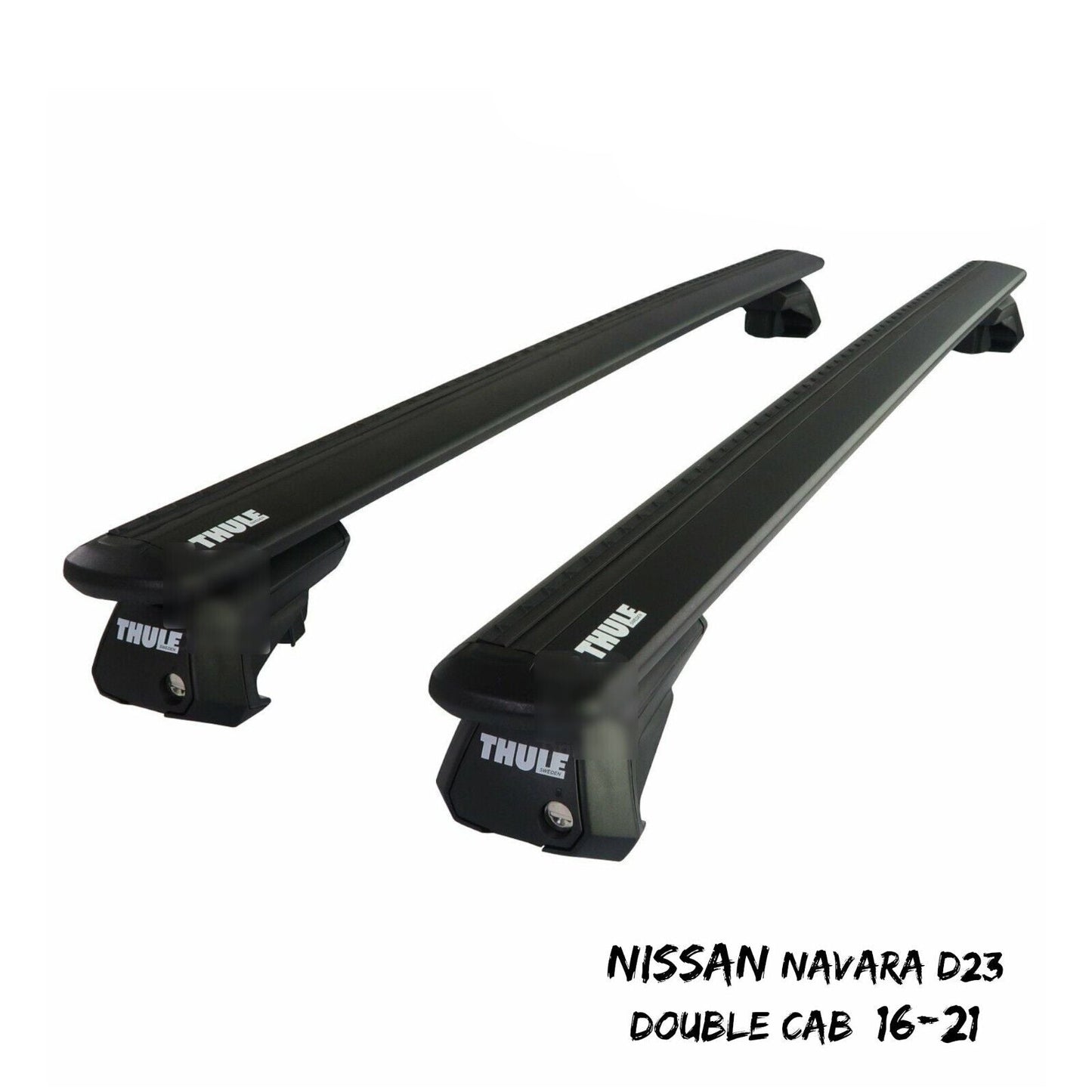 Thule WingBar Evo Black Roof Bars for Nissan Navara Double Cab D23 16-21 Rails