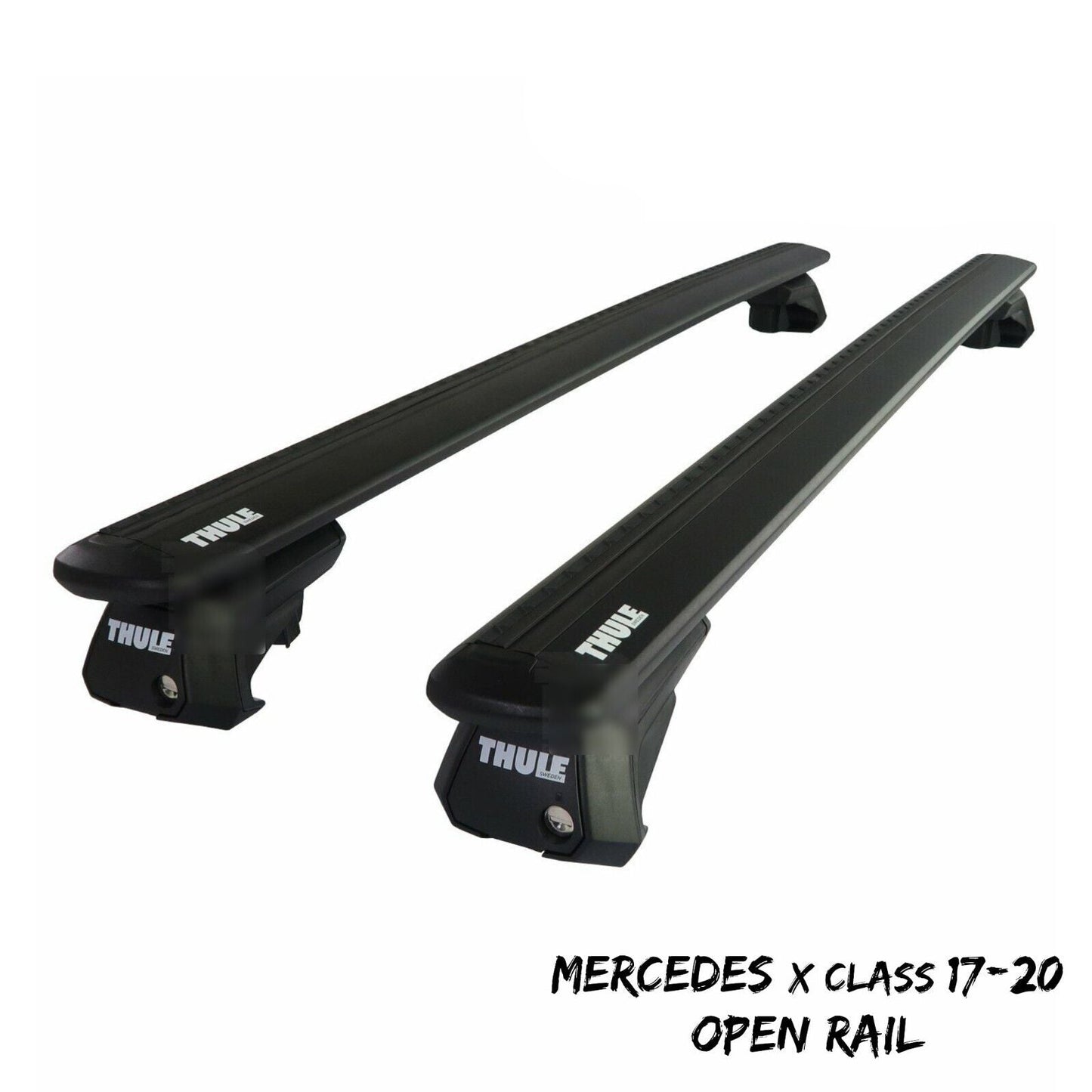 Thule Alu WingBar Evo Black Roof Bar Set to fit Mercedes X Class 17-20 Open Rail