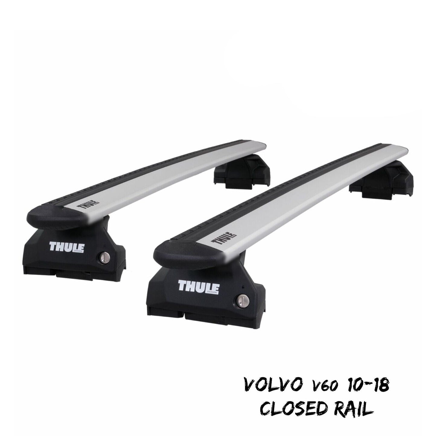 Thule Aluminium WingBar Evo Silver Roof Bars to fit Volvo V60 10-18 Closed Rail