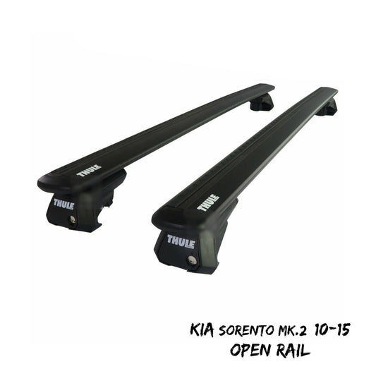 Thule Alu WingBar Evo Black Roof Bars to fit Kia Sorento Mk.2 10-15 Open Rail