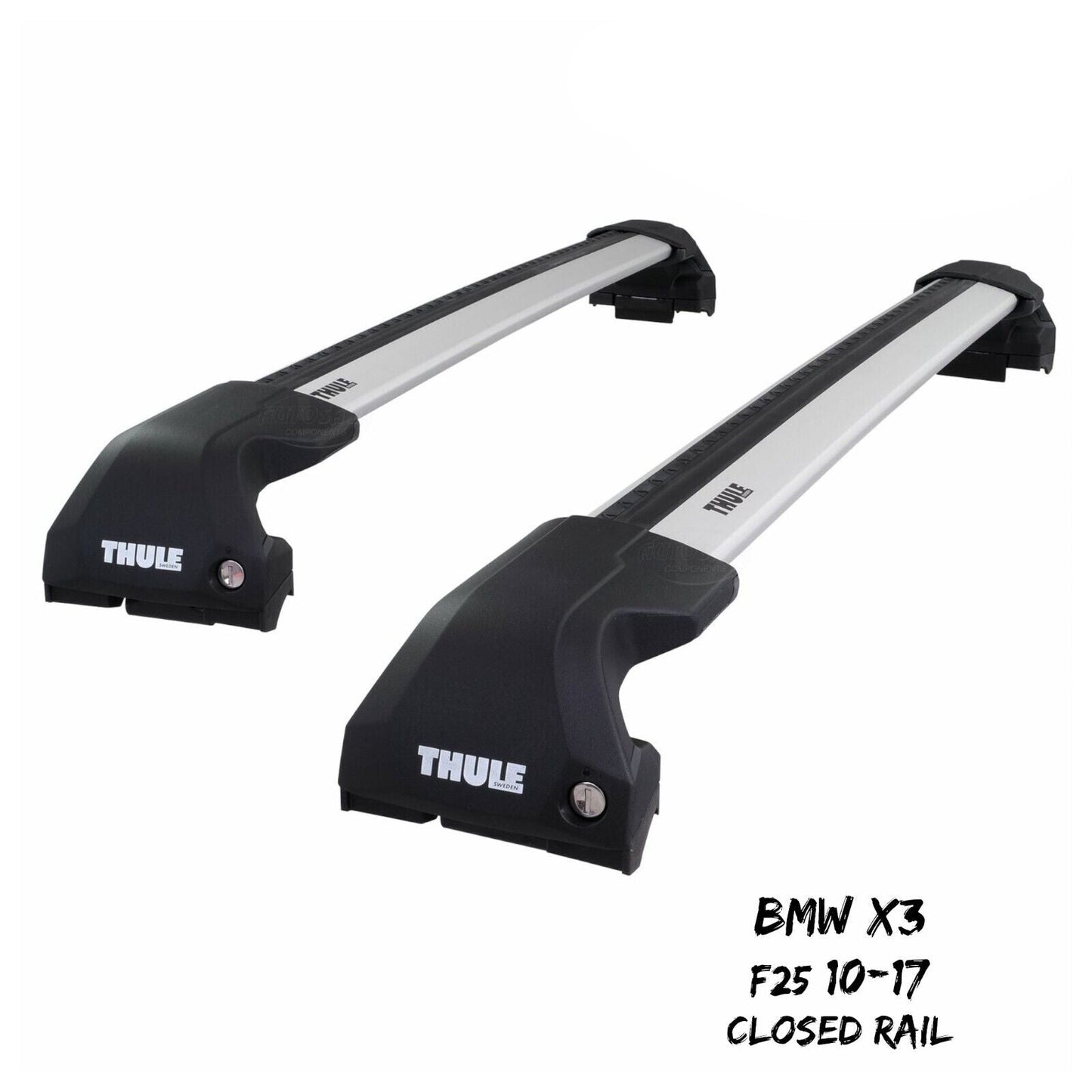 Thule WingBar Edge Silver Aluminium Roof Bars Set to fit BMW X3 F25 10-17 Rails