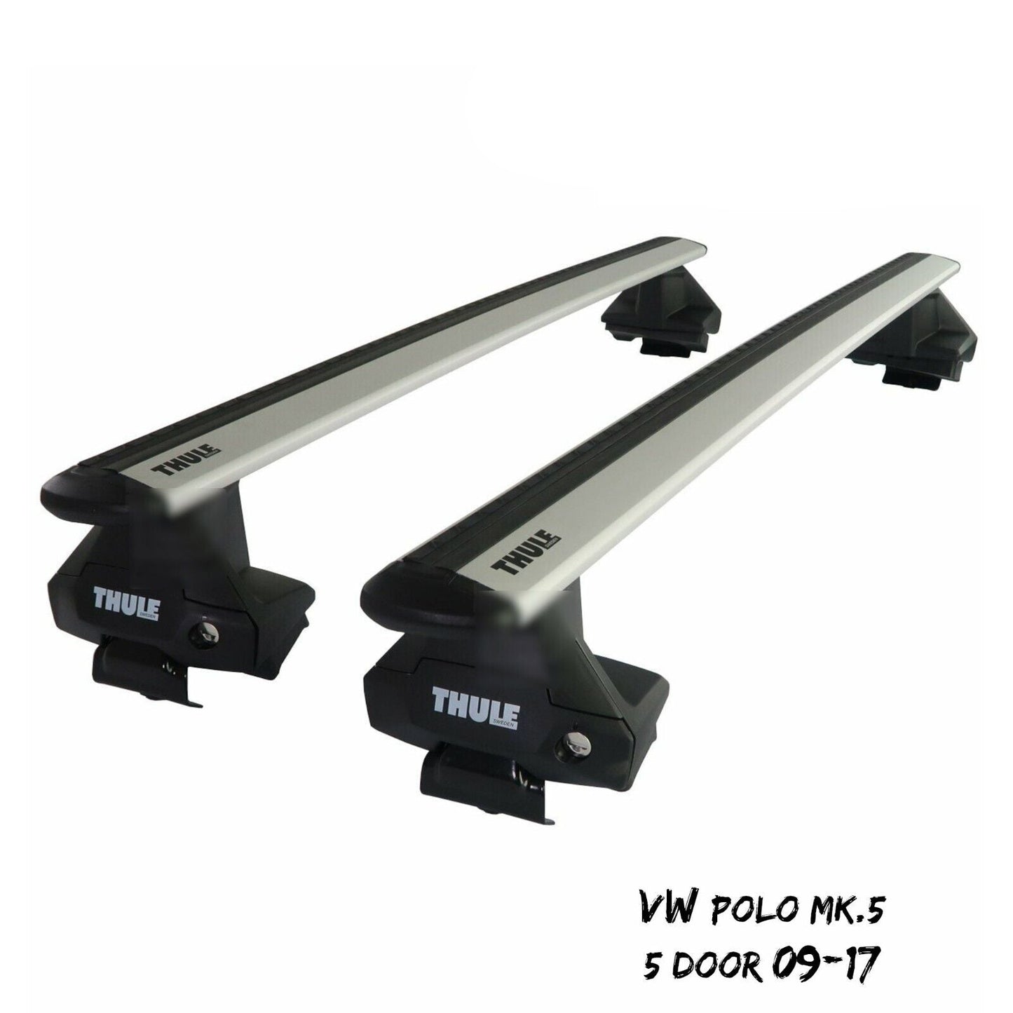 Thule Aluminium WingBar Evo Silver Roof Bar Set to fit VW Polo Mk.5 5 Door 09-17