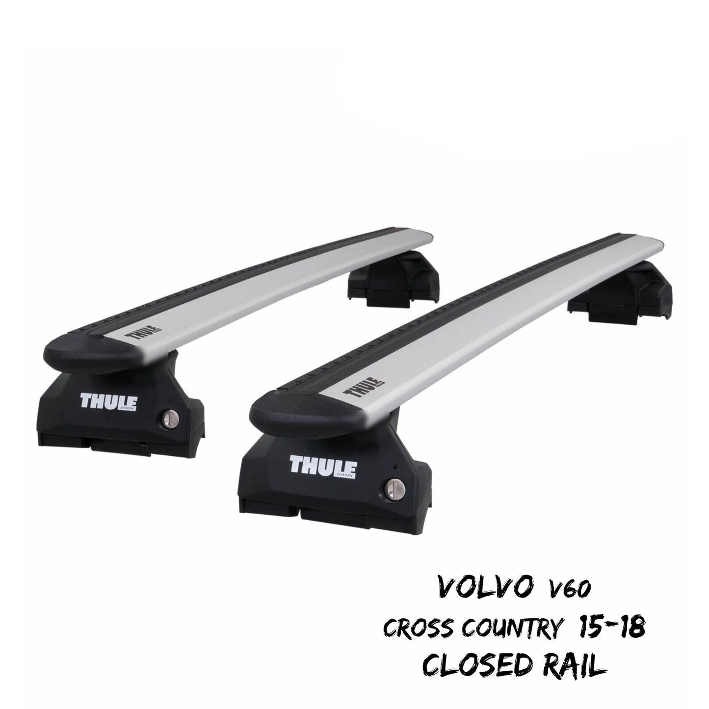 Thule WingBar Evo Silver Roof Bars fit Volvo V60 Cross Country 15-18 Closed Rail