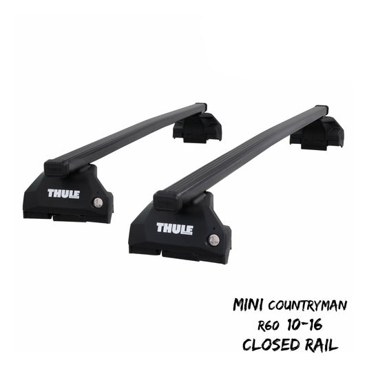 Thule Steel SquareBar Evo Roof Bars fit Mini Countryman R60 10-16 Closed Rail