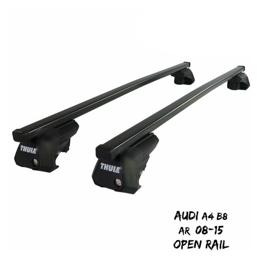 Thule Steel SquareBar Evo Roof Bars Set fit Audi A4 B8 Allroad 08-15 Open Rail