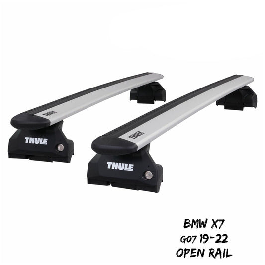 Thule Aluminium WingBars Evo Silver Roof Bar Set for BMW X7 G07 19-22 Lockable