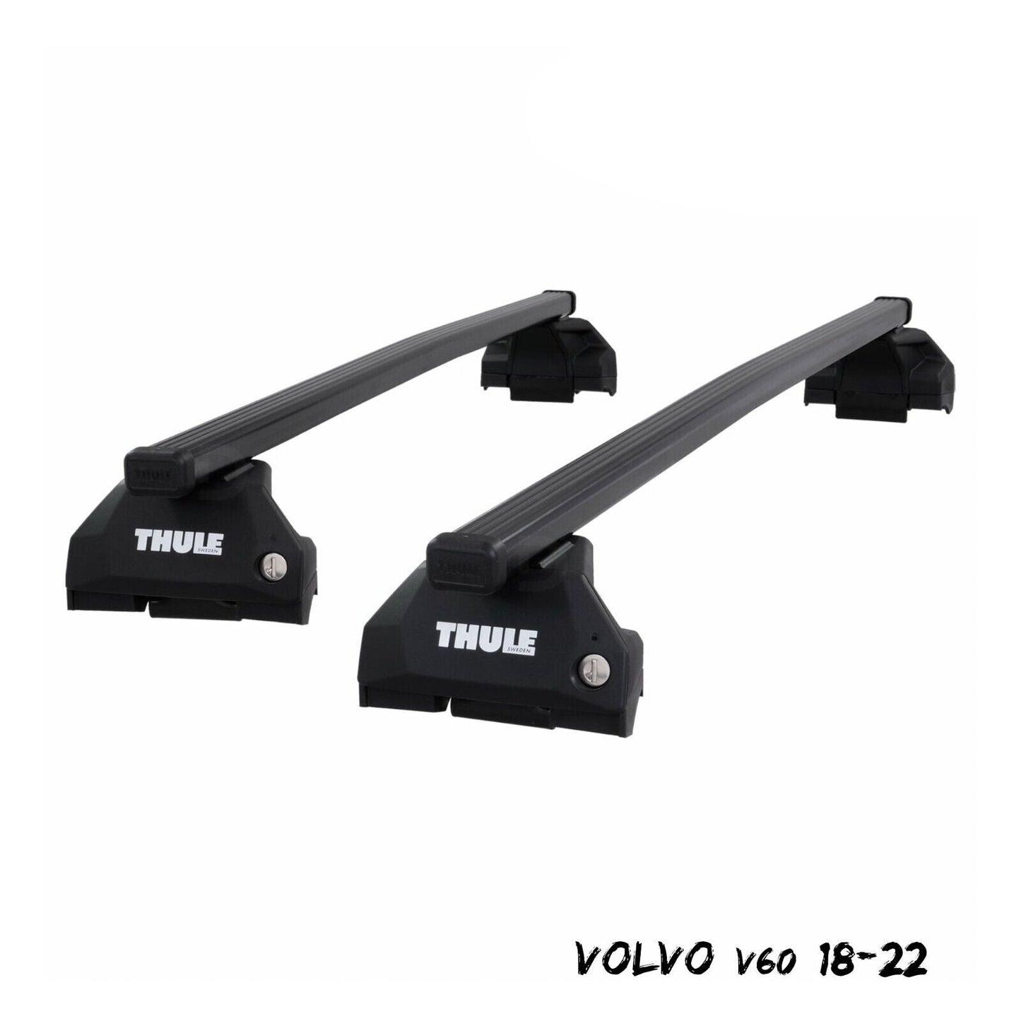 Thule Steel SquareBar Evo Roof Bar Set to fit Volvo V60 18-22 Lockable Pair