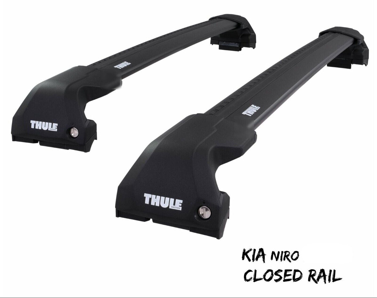 WingBar Edge (black) Roof Bar Set to fit Kia Niro 2017-22 Flush (closed) Rail