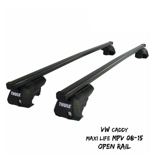 Thule Steel SquareBar Evo Roof Bars fit VW Caddy Maxi Life MPV 08-15 Open Rail