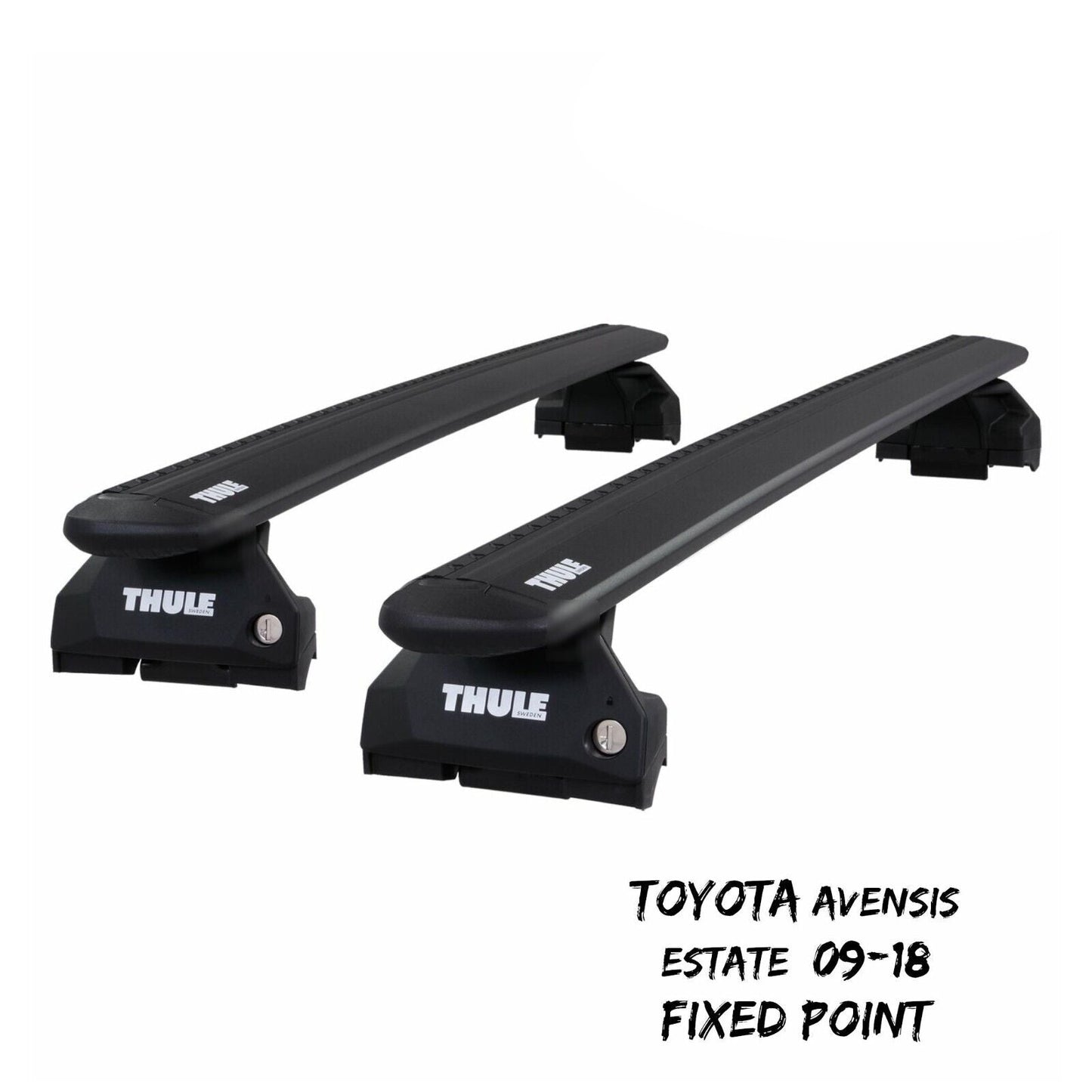 Thule WingBar Evo Black Roof Bars Set for Toyota Avensis Estate 09-18 Fixpoints