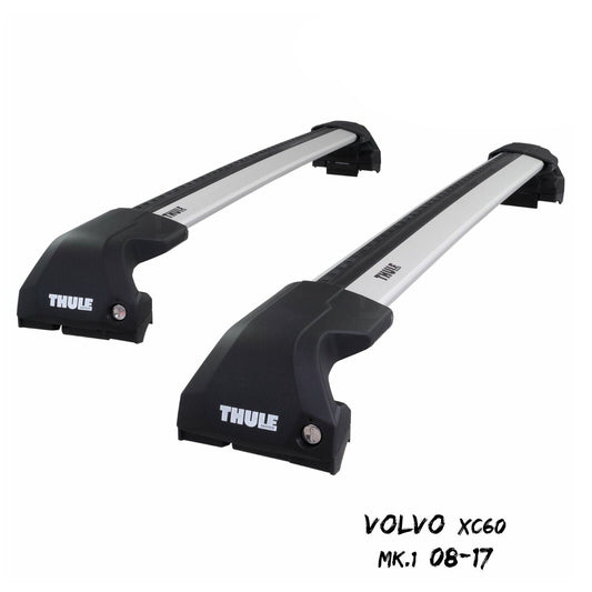 Thule WingBar Edge Silver Aluminium Roof Bars to fit Volvo XC60 Mk.1 08-17 Rails