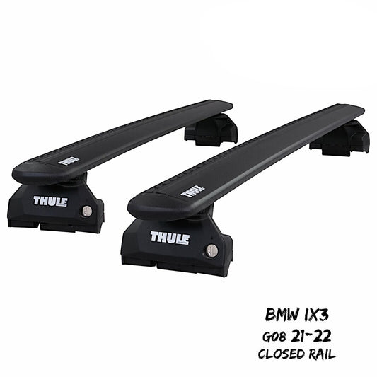 Thule WingBar Evo Black Roof Bars Set to fit BMW iX3 G08 21-22 Closed Rail Pair