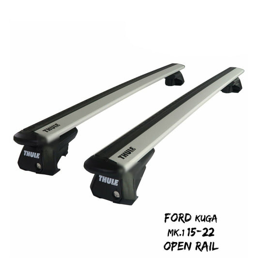 Thule Alu WingBar Evo Silver Roof Bars Set to fit Ford Kuga Mk.1 08-12 Open Rail