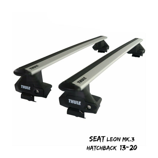 Thule Alu WingBar Evo Silver Roof Bars Set to fit Seat Leon Mk.3 Hatchback 13-20