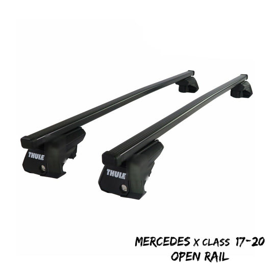 Thule Steel SquareBar Evo Roof Bars Set to fit Mercedes X Class 17-20 Open Rail