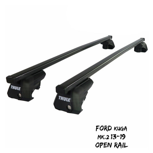 Thule Steel SquareBar Evo Roof Bars Set to fit Ford Kuga Mk.2 13-19 Open Rail