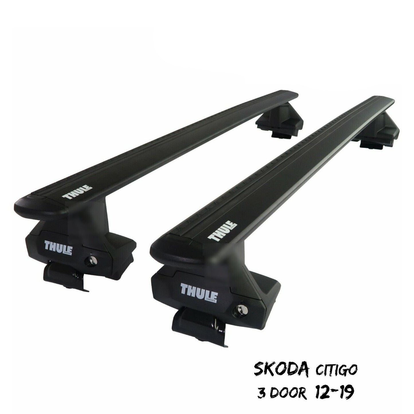 Thule Aluminium WingBar Evo Black Roof Bars Set to fit Skoda Citigo 3 Door 12-19