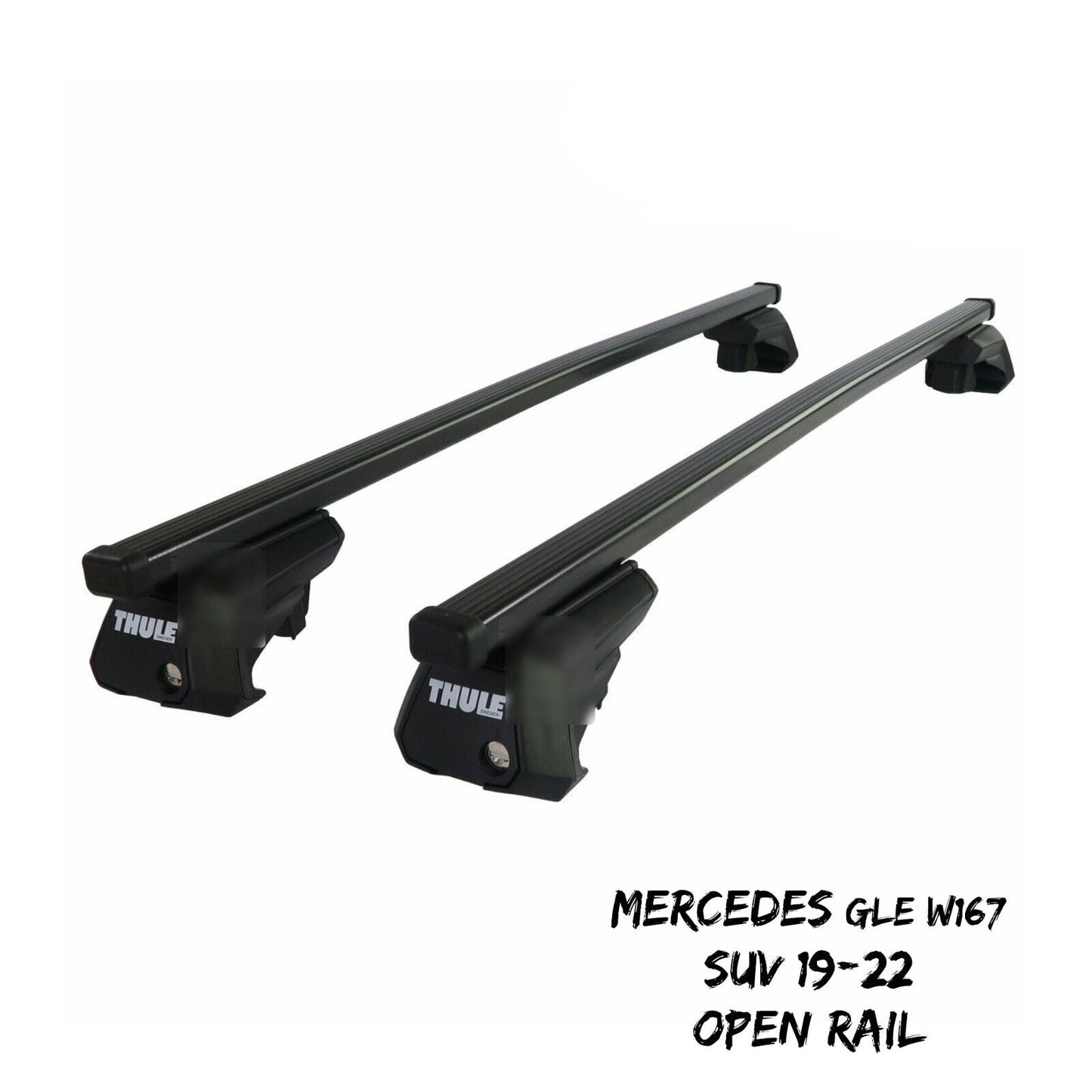 Thule Steel SquareBar Evo Roof Bar Set for Mercedes GLE W167 SUV 19-22 Open Rail