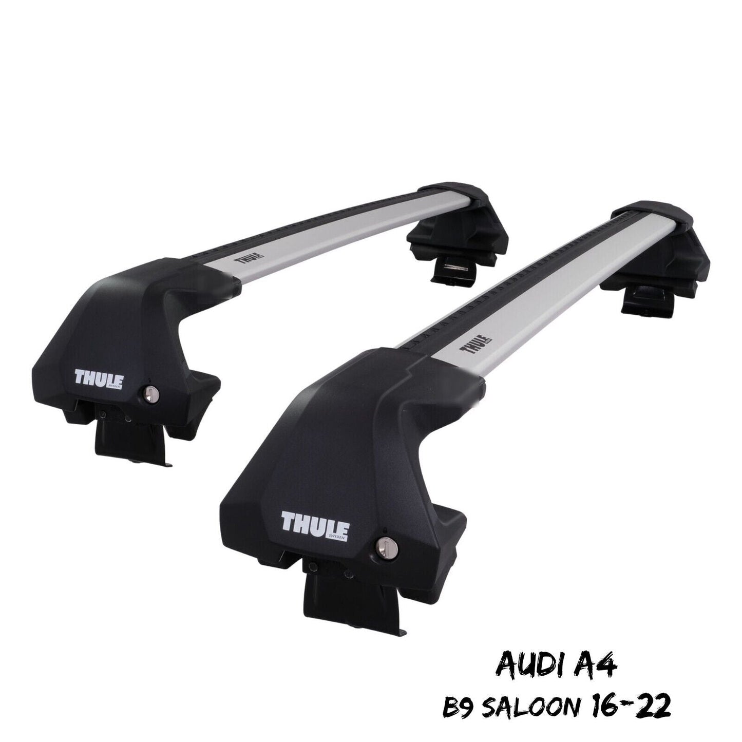 Thule WingBar Edge Silver Aluminium Roof Bars Set to fit Audi A4 Saloon B9 16-22